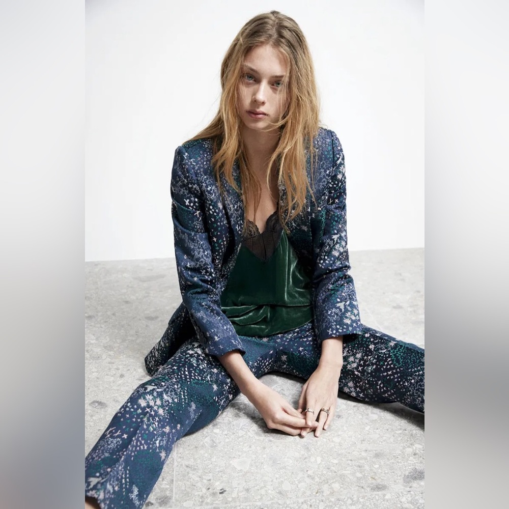 ZADIG & VOLTAIRE Viking Jac Glam Navy Jacquard Blazer - Picture 6 of 13